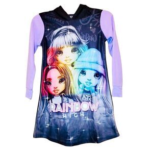 Rainbow High Childs pajama nightgown with hood size 6 6x nwt